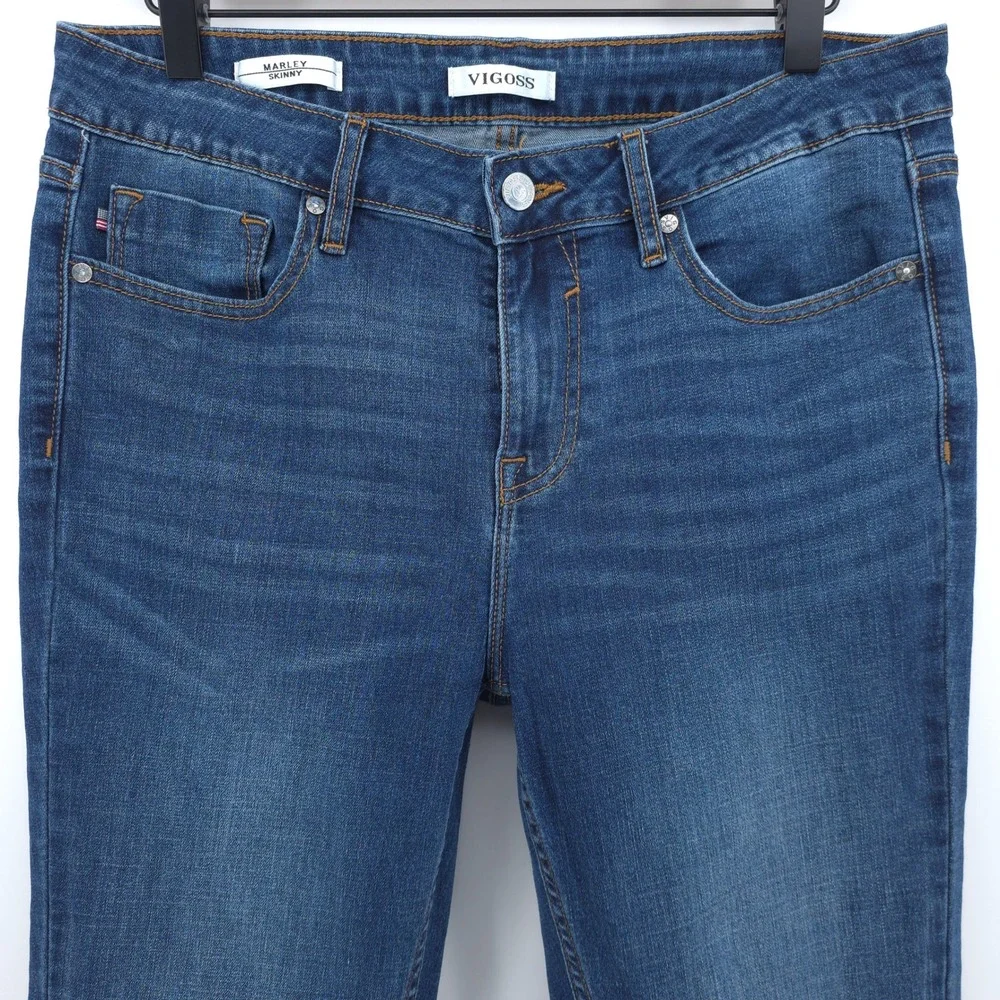 Vigoss Womens Marley Skinny Jeans 29‎ Medium Blue Casual Distressed Denim